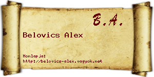 Belovics Alex névjegykártya