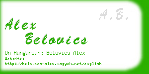 alex belovics business card